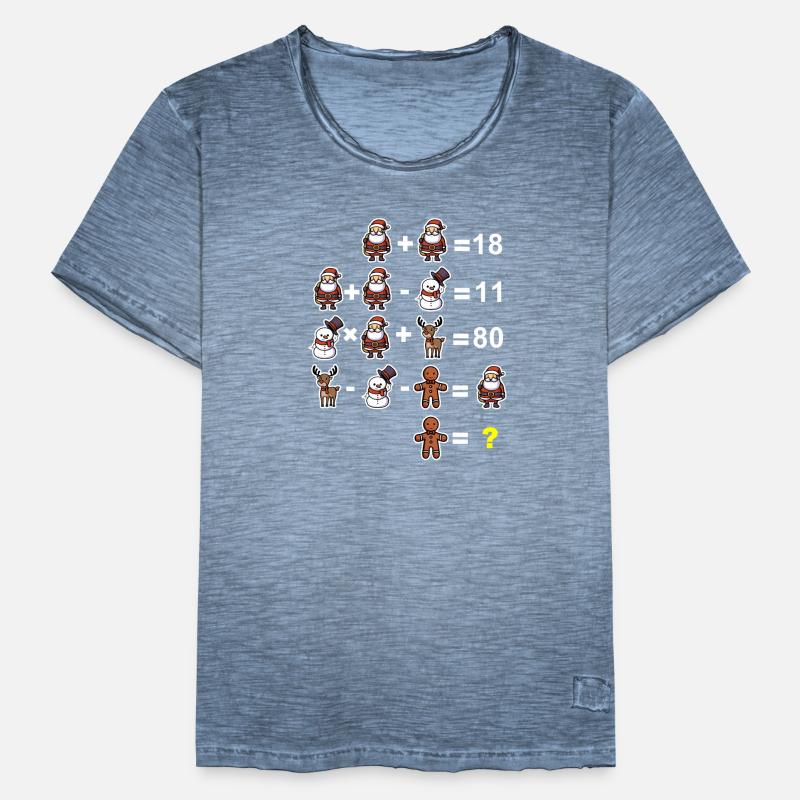 Devinette math math prof école primaire noël T-shirt vintage Homme
