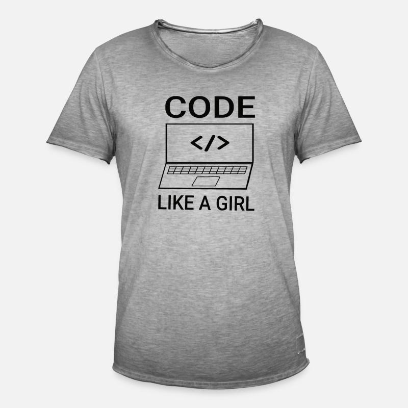 Software Developer Programmer Women Girl - Men's Vintage T-Shirt - vintage grey