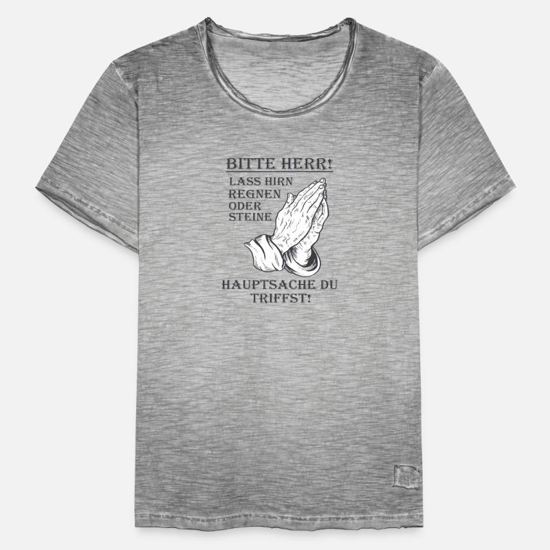 Bitte Herr lass Hirn regnen oder Steine Lustig Männer Vintage T-Shirt