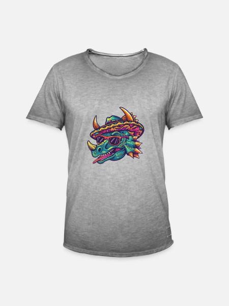 Dinosaur triceratops Sombrero - Men's Vintage T-Shirt - vintage grey