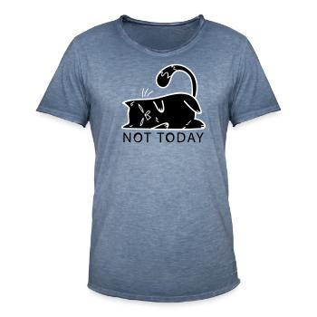 Cat Not Today No Cat Mom Lazy NO Middle Finger - T-shirt vintage Homme - vintage bleu jeans - Devant - Jose (178cm)