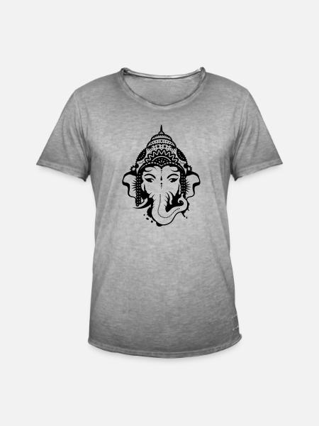 Ganesh, dieu à tête d'éléphant - T-shirt vintage Homme - vintage gris