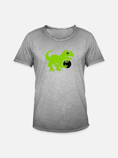 bowling dino (3c) - Men's Vintage T-Shirt - vintage grey