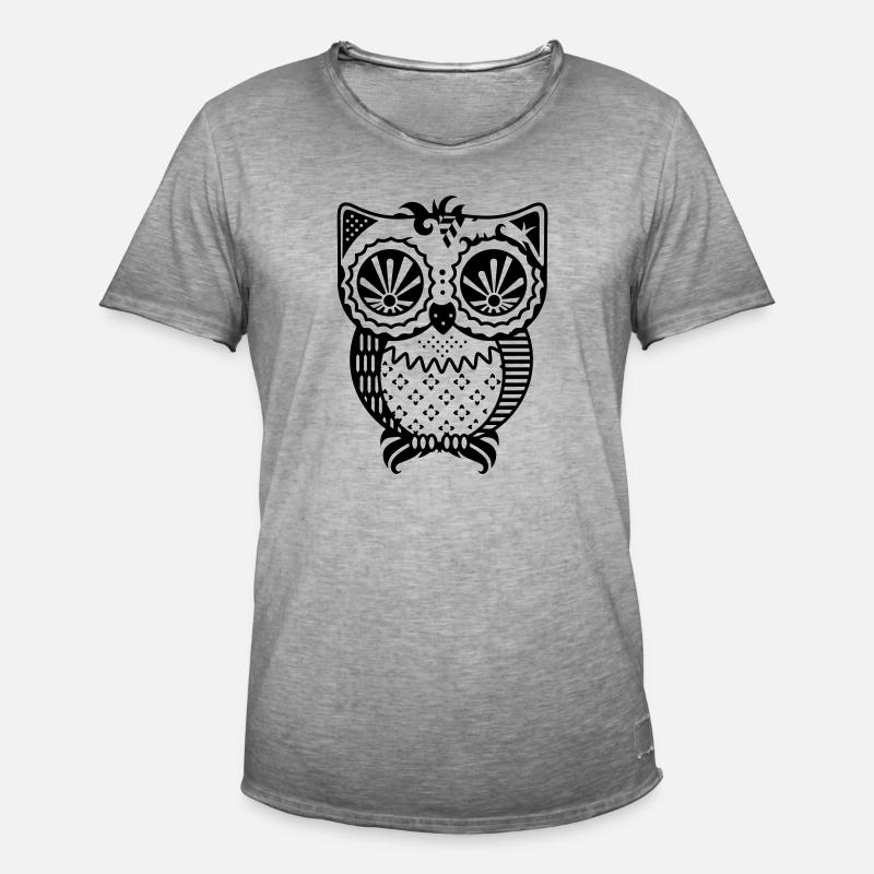 Patchwork Eule - Männer Vintage T-Shirt - Vintage Grau