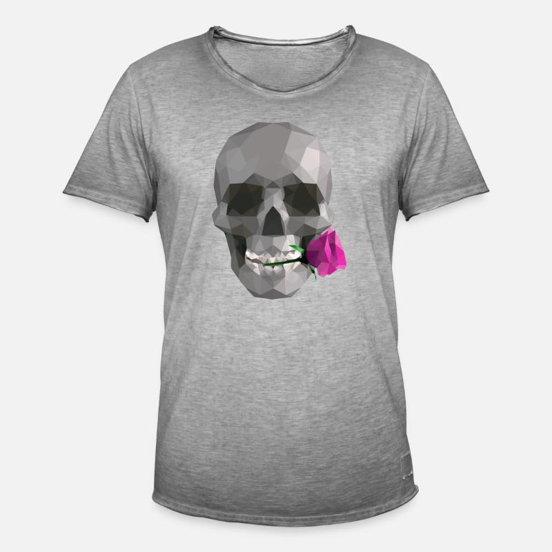 Low Poly Grey Skull – Geometrisch-Romantisch-Gothic - Männer Vintage T-Shirt - Vintage Grau