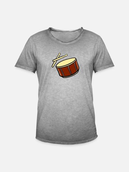 Trommel mit Schläger - Männer Vintage T-Shirt - Vintage Grau