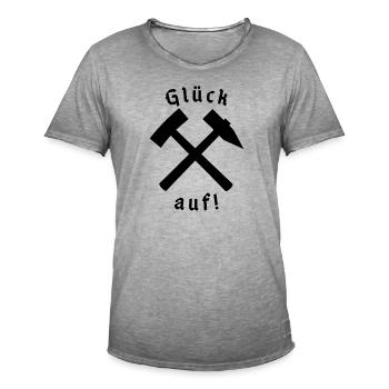 Glück auf! - Männer Vintage T-Shirt - Vintage Grau - Vorne