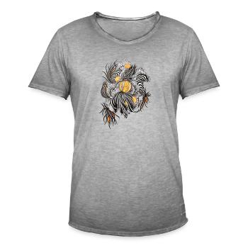 Noir Blossoms Accents d’orange - T-shirt vintage Homme - vintage gris - Devant - Jose (178cm)