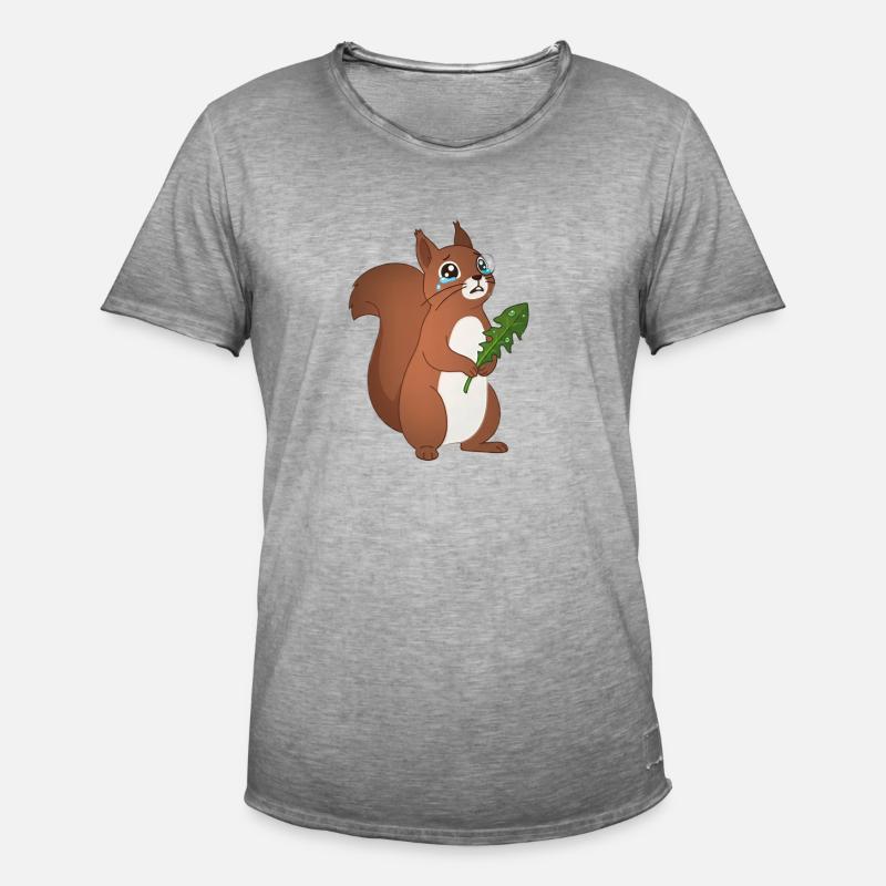 Heulendes Eichhörnchen mit einem Blatt - Männer Vintage T-Shirt - Vintage Grau