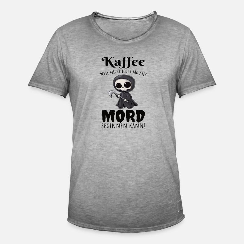 Kaffee Sensenmann Kaffeetrinker - Männer Vintage T-Shirt - Vintage Grau