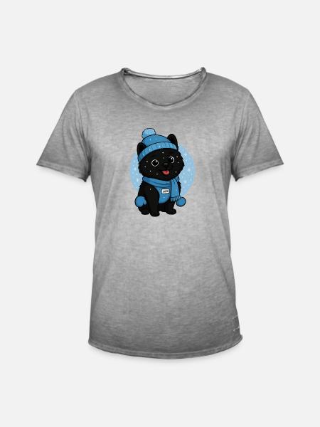 Cuddly Dog Winter Magic - Men's Vintage T-Shirt - vintage grey