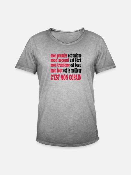 Mon copain est beau - Men's Vintage T-Shirt - vintage grey