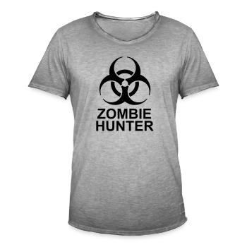zombie hunter Halloween Quote - Men's Vintage T-Shirt - vintage grey - Front - Jose (178cm)