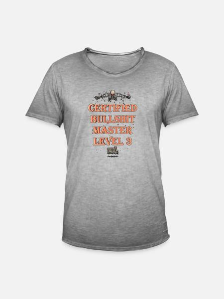 Certified Bullshit Master Level 3 - Men's Vintage T-Shirt - vintage grey