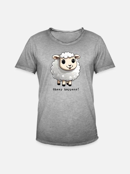Schaf "Sheep happens" - Männer Vintage T-Shirt - Vintage Grau