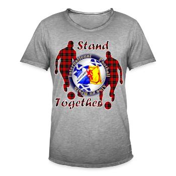 Scotland nation football red tartan stand together - Men's Vintage T-Shirt - vintage grey - Front - Jose (178cm)