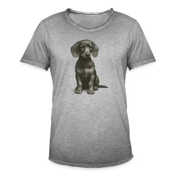 "Kleines Schlappohr" - Welpe Dackel - Männer Vintage T-Shirt - Vintage Grau - Vorne