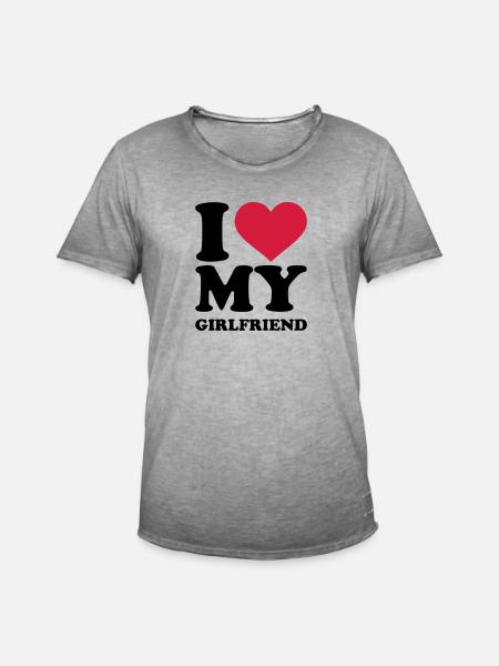 I love my girlfriend - Männer Vintage T-Shirt - Vintage Grau