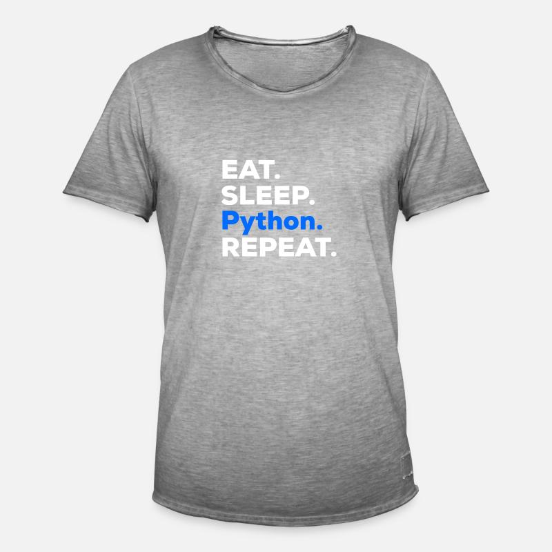 Eat Sleep Python Repeat - T-shirt vintage Homme - vintage gris