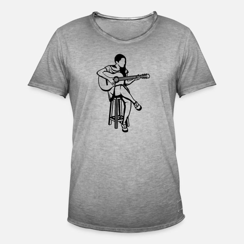 Gitarrflickan - Vintage-T-shirt herr - vintagegrå