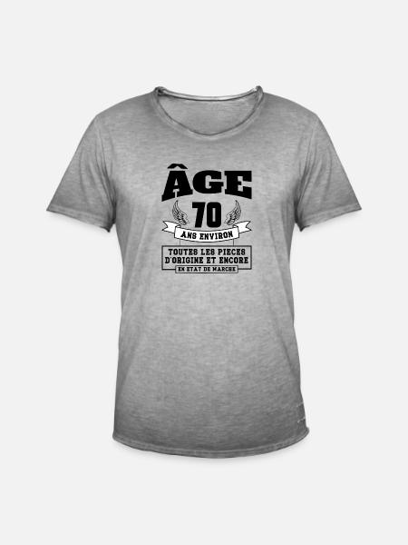 âge 70 ans environ - T-shirt vintage Homme - vintage gris