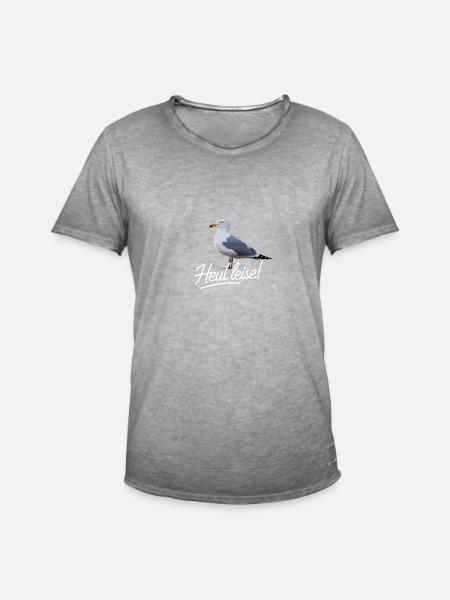 Möwe Mit Heul Leise Text - Männer Vintage T-Shirt - Vintage Grau