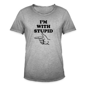I'm with stupid - Men's Vintage T-Shirt - vintage grey - Front - Jose (178cm)