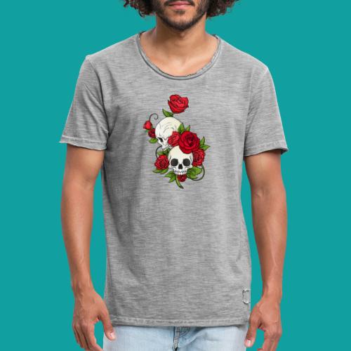 calavera con rosas - Camiseta vintage hombre