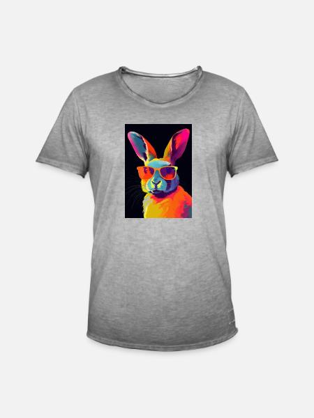 Rabbit with Sunglasses - Männer Vintage T-Shirt - Vintage Grau