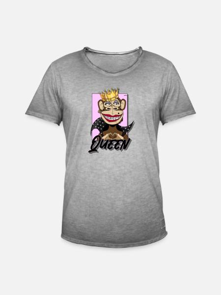 Niso His Queen Crazymonkey - Männer Vintage T-Shirt - Vintage Grau