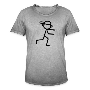 Läufer Laufen Zeichnung Skizze Laufshirt Männchen - Männer Vintage T-Shirt - Vintage Grau - Vorne - Jose (178cm)
