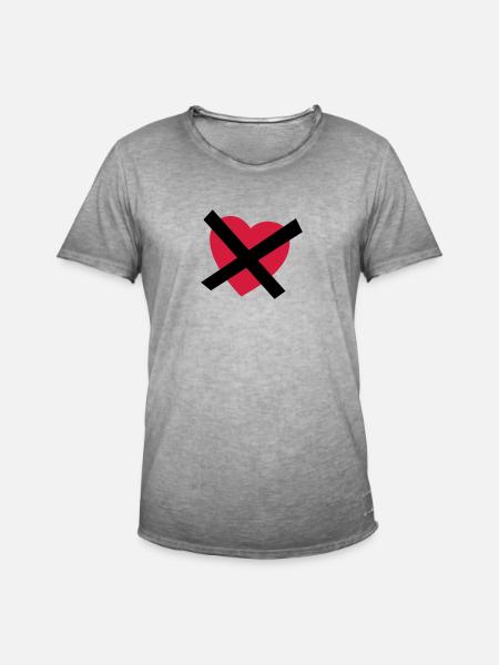 No Love - No Heart - Single - Männer Vintage T-Shirt - Vintage Grau