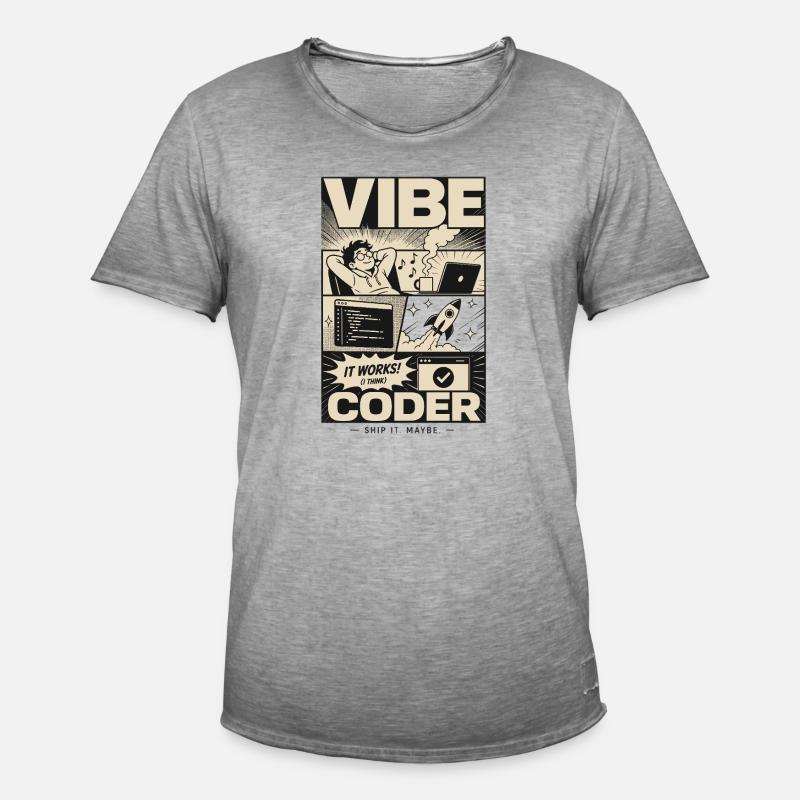 Vibe Coder Programmer Humor - Men's Vintage T-Shirt - vintage grey