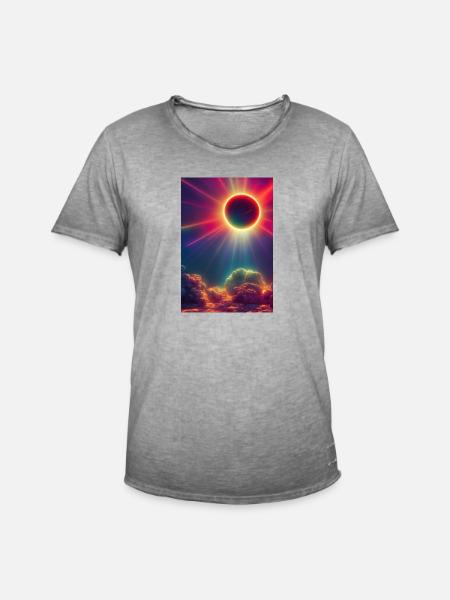Sonnenfinsternis mit Regenbogenfarben - Männer Vintage T-Shirt - Vintage Grau