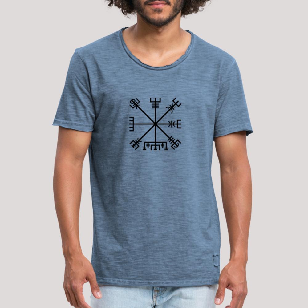 Vegvisir - Männer Vintage T-Shirt Vintage Denim
