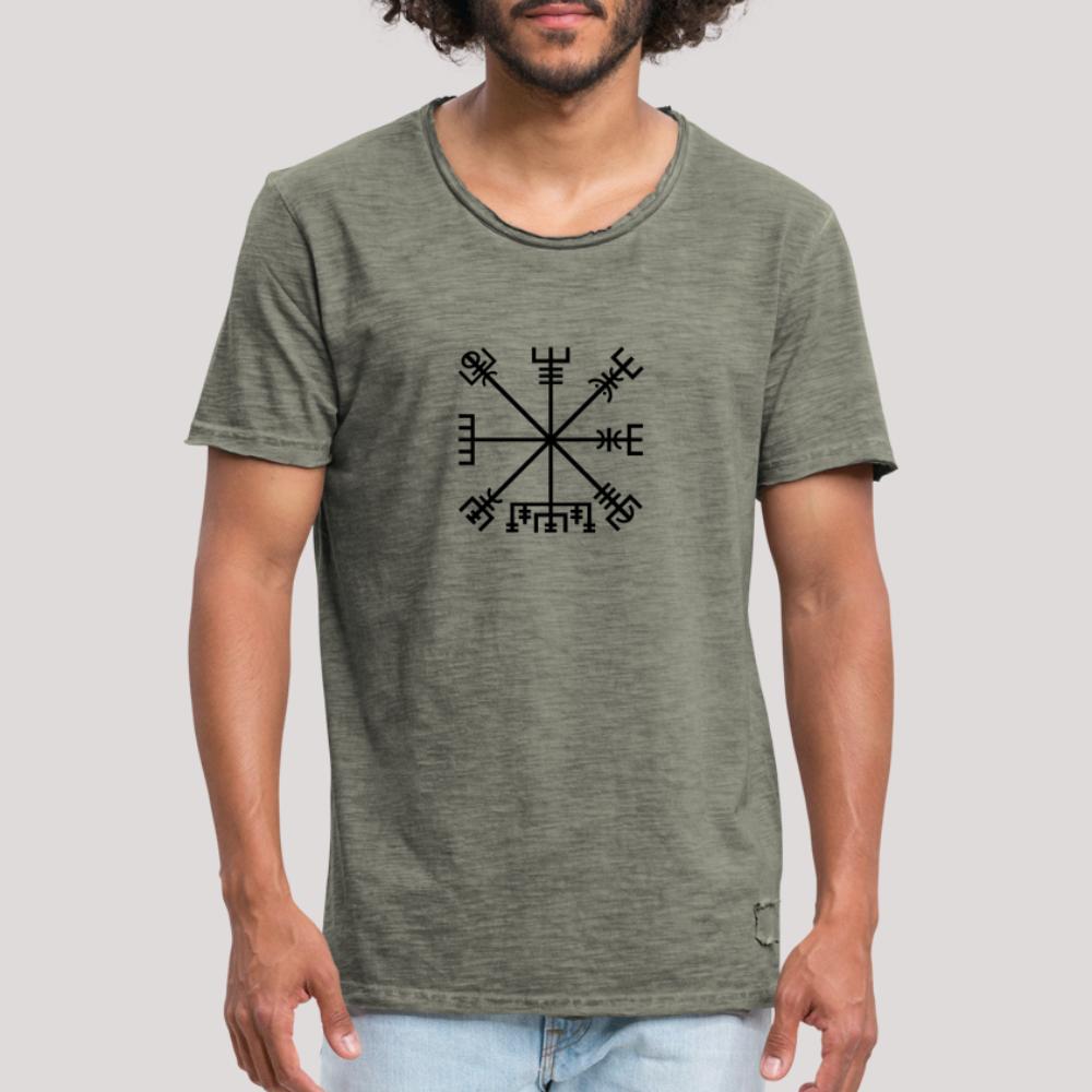 Vegvisir - Männer Vintage T-Shirt Vintage Khaki