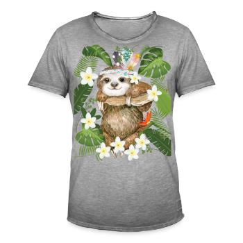 Hippie Faultier Dschungel Frangipani Australien - Männer Vintage T-Shirt - Vintage Grau - Vorne