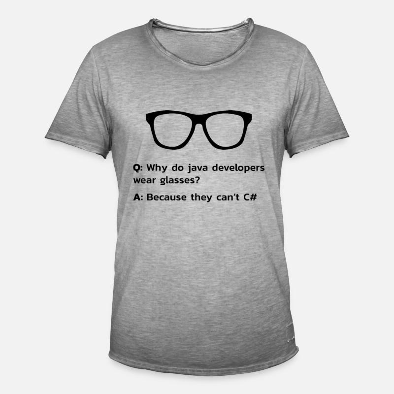 Java Pun Programmer T-Shirt - Men's Vintage T-Shirt - vintage grey