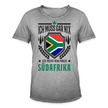 Ich muss gar nix Ich muss nur nach Südafrika Reise - Männer Vintage T-Shirt - Vintage Grau - Vorne