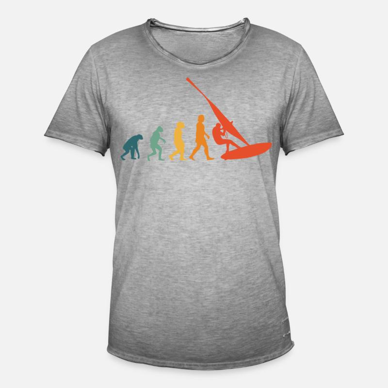 Windsurfer Evolution Retro Windsurfing Windsurf - Men's Vintage T-Shirt - vintage grey