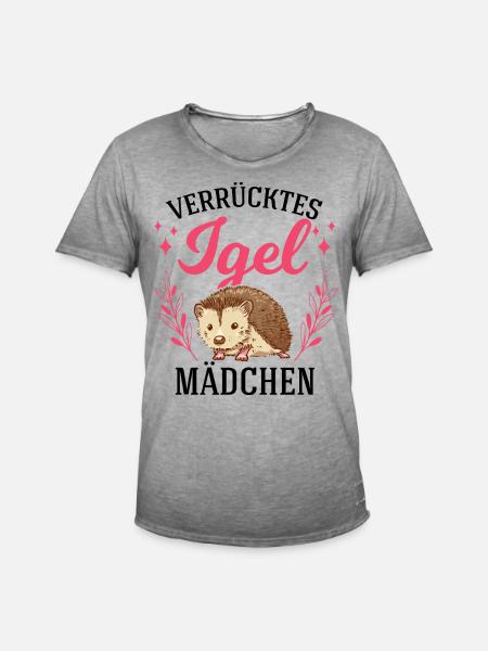 Verrücktes Igel Mädchen Stacheligel - Männer Vintage T-Shirt - Vintage Grau