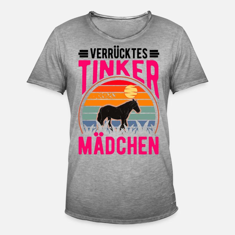 Verrücktes Tinker Mädchen Tinkerpferd - Männer Vintage T-Shirt - Vintage Grau