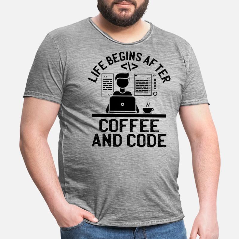 Café Codage Programmeur Codeur Développeur Nerd Coff T-shirt vintage Homme
