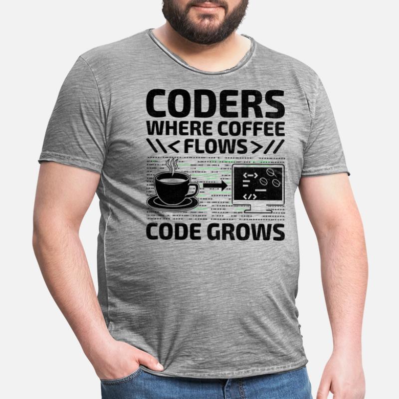 Kaffee-Codierung Programmierer Programmierer Entwickler Nerd Coff Männer Vintage T-Shirt