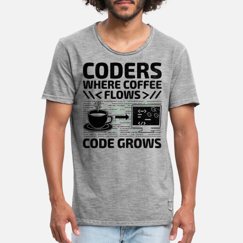 Kaffee-Codierung Programmierer Programmierer Entwickler Nerd Coff Männer Vintage T-Shirt