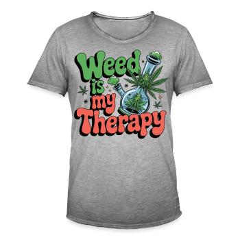 Weed is my therapy - relaxation on prescription - Men's Vintage T-Shirt - vintage grey - Front - Jose (178cm)