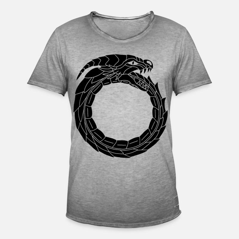 Verschlingender Schwarzer Drache - Männer Vintage T-Shirt - Vintage Grau