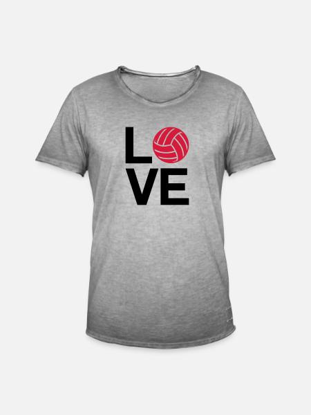 liebe, Volleyball - Männer Vintage T-Shirt - Vintage Grau