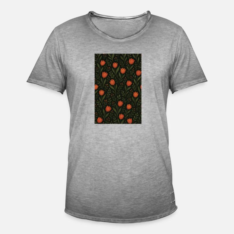 Tulpen Muster - Männer Vintage T-Shirt - Vintage Grau