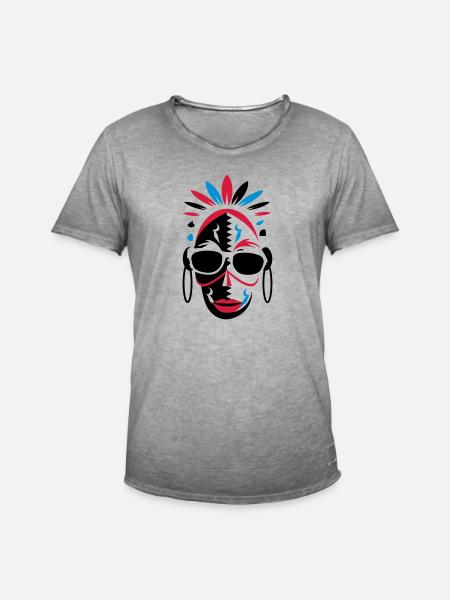 African mask with sunglasses - Men's Vintage T-Shirt - vintage grey